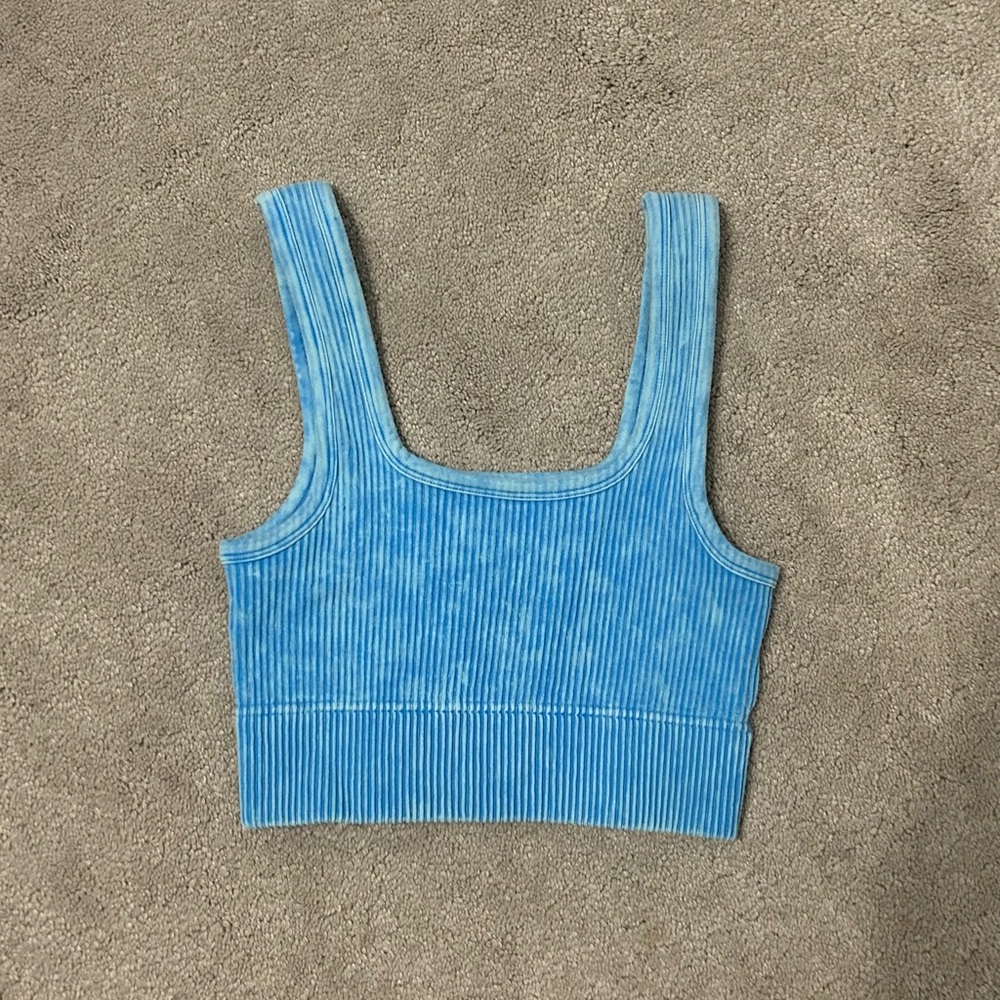 SHEIN Blue Ribbed Crop Top